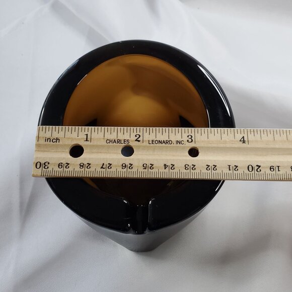 VTG Viking Art Glass Orb Ashtray Root Beer MCM Design - 4 Inches **READ** - Picture 4 of 13